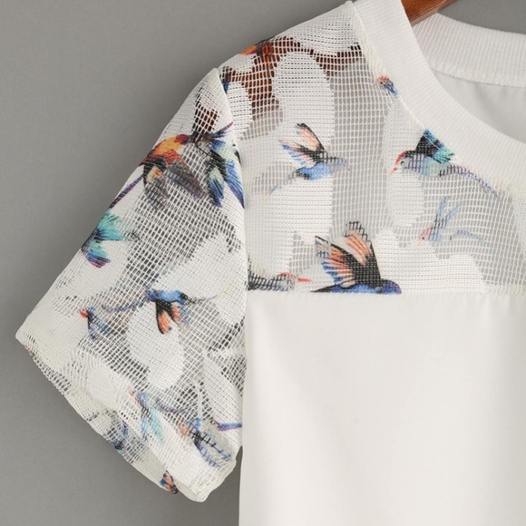 Bird print cute mesh top. Brand new! - Picture 4 of 4
